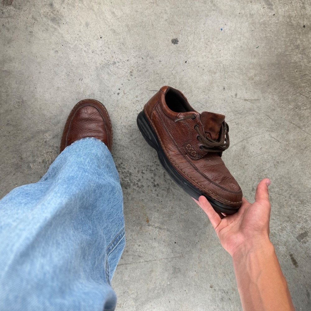 Vintage Low Boot Nunn Bush Brown Leather Comfort Gel Moc Toe Oxford Mens 10 M